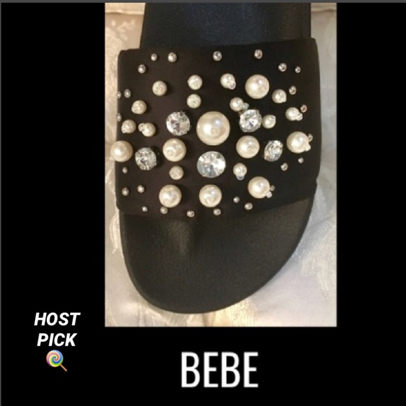 BEBE Fenix Pearl Rhinestone Slide - Picture 2 of 8